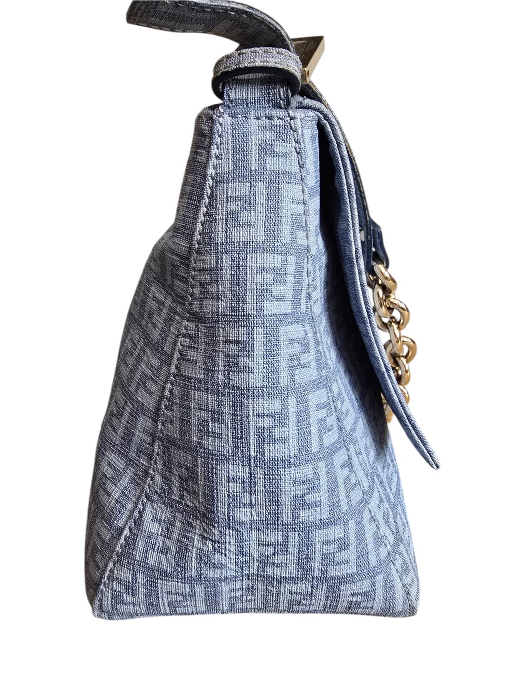 Fendi Baguette Mamma Style – Light Blue Zucchino Spalmati / Gold Hardware