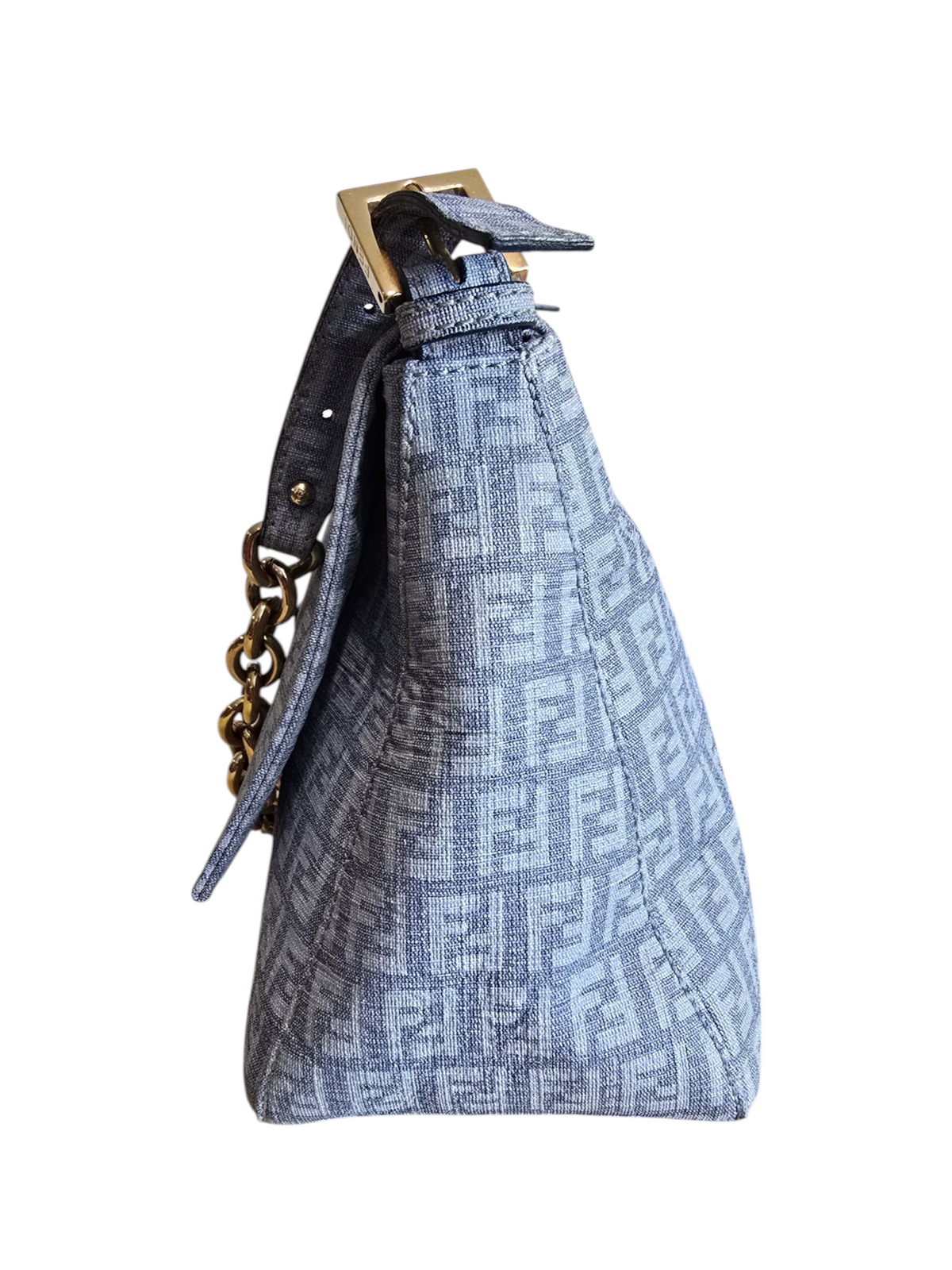 Fendi Baguette Mamma Style – Light Blue Zucchino Spalmati / Gold Hardware