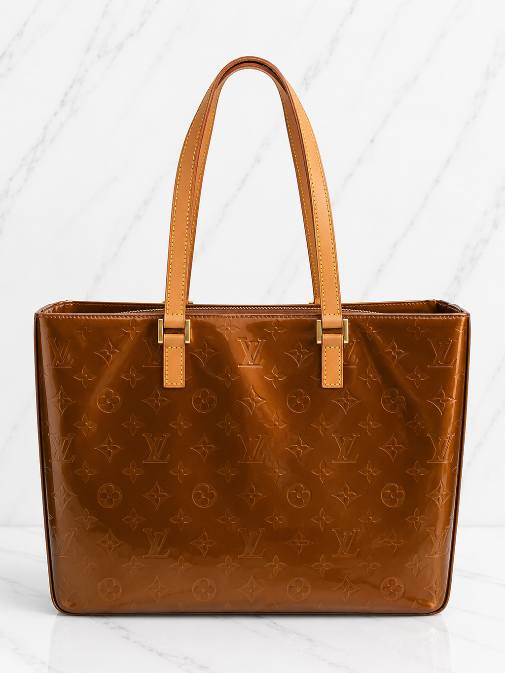 Louis Vuitton Monogram Vernis Columbus Tote — Copper/Brown