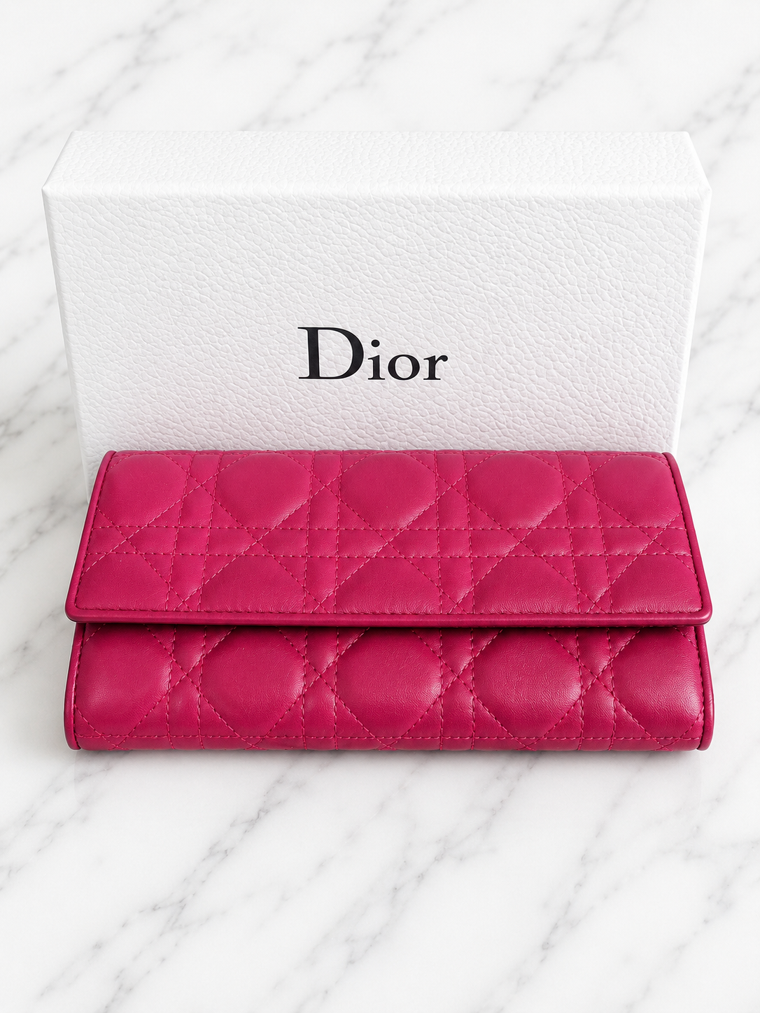 Christian Dior Miss Dior Wallet on Chain Fuchsia Cannage Quilted Leather