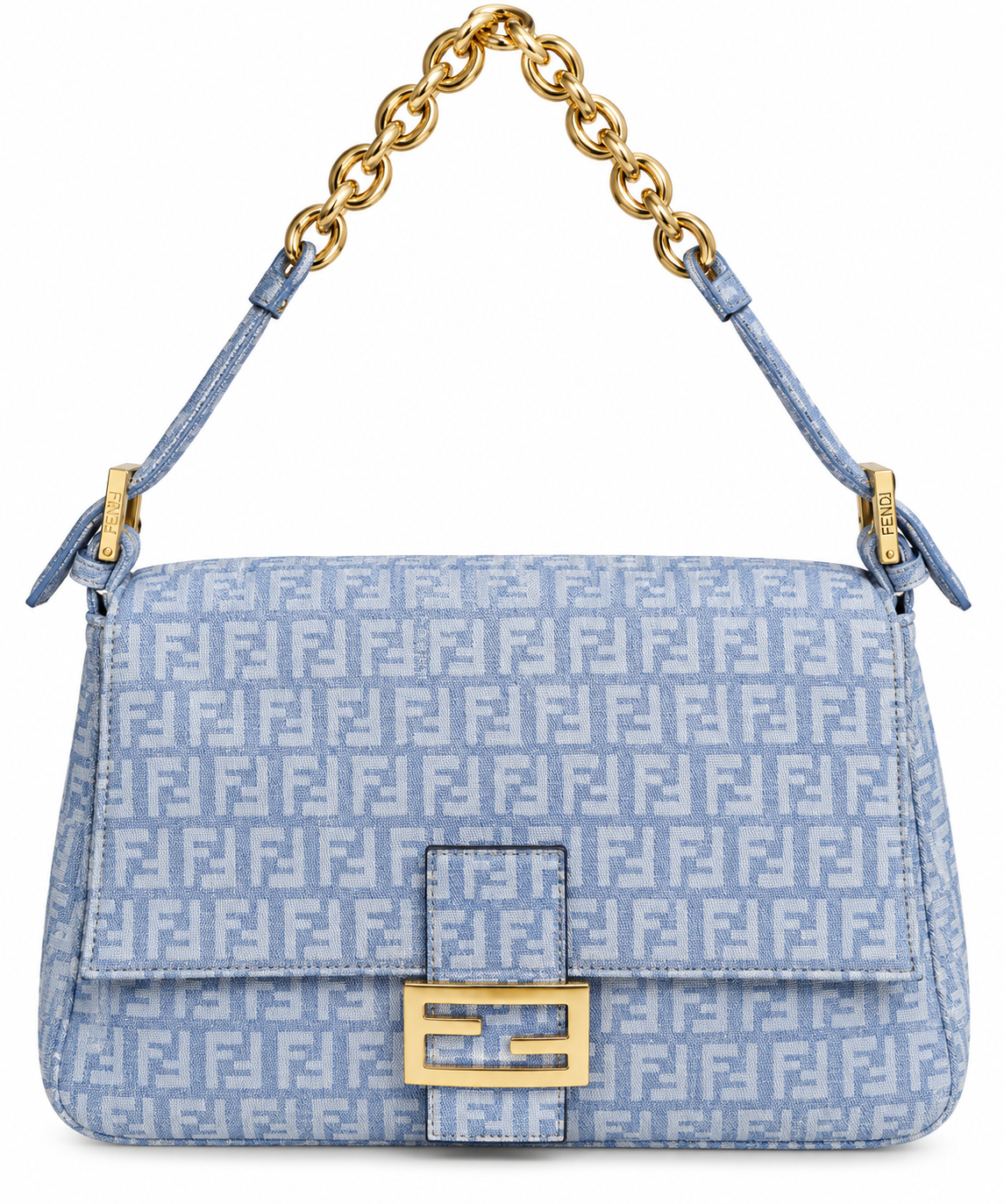 Fendi Baguette Mamma Style – Light Blue Zucchino Spalmati / Gold Hardware