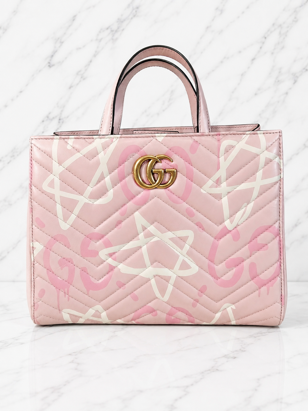 Gucci GucciGhost Small GG Marmont Shoulder Bag Pink Gold Hardware