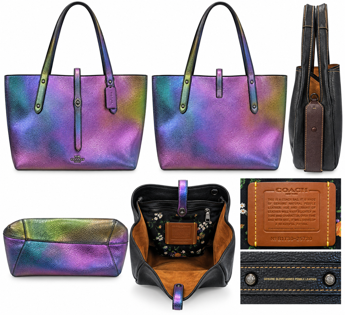 Coach Market Tote – Iridescent Holographic Oil-Slick Leather