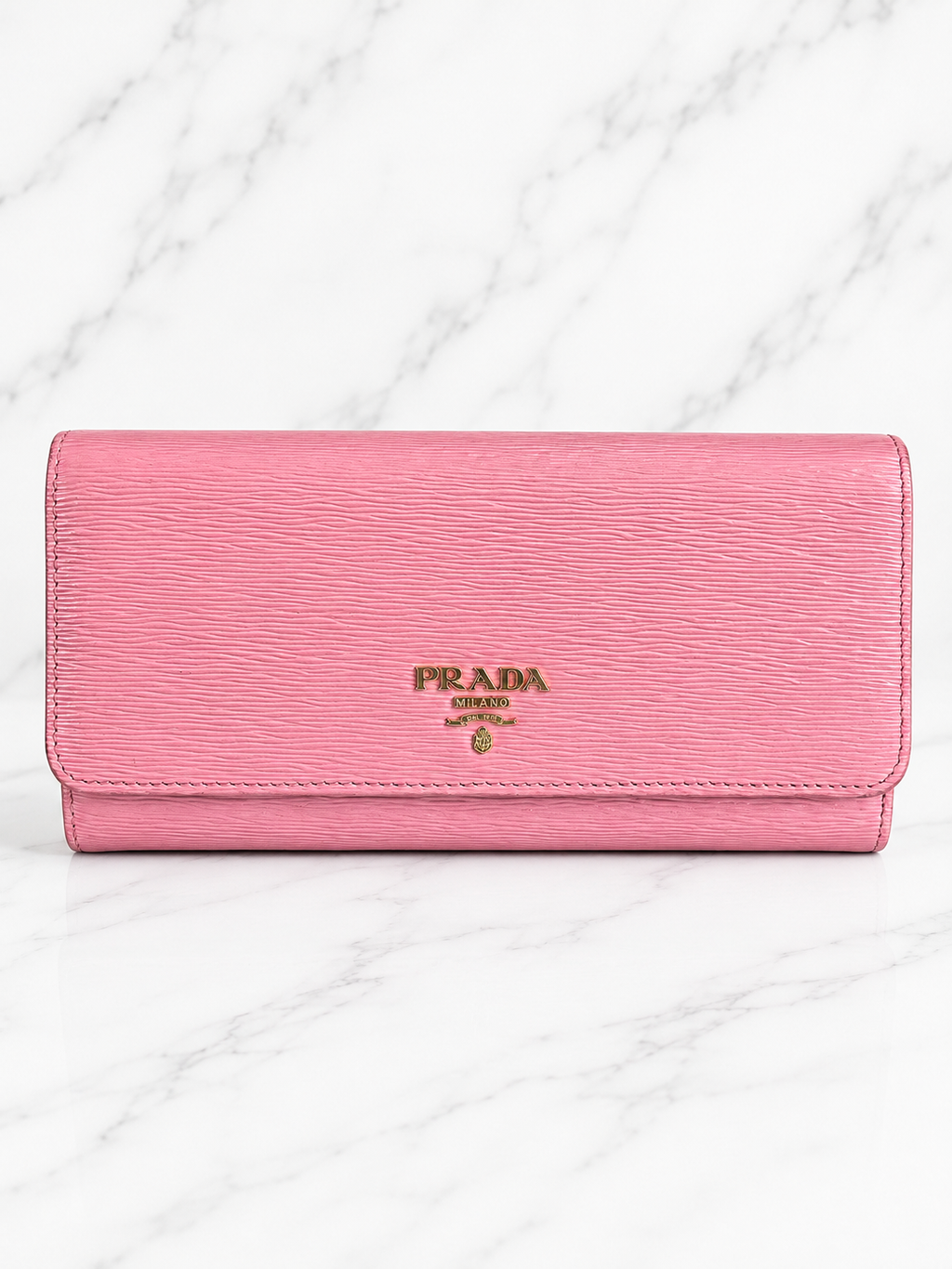 Prada Saffiano Leather Continental Wallet — Light Pink
