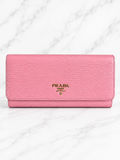 Prada Saffiano Leather Continental Wallet — Light Pink