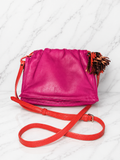 Loewe Flamenco Shoulder Bag — Bright Pink with Red Shoulder Strap