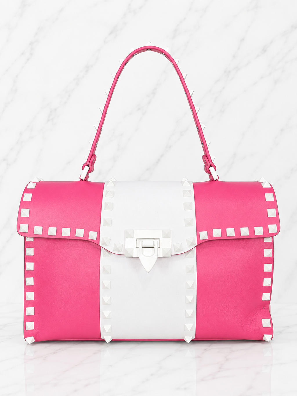 Valentino Garavani My Rockstud Shoulder Bag Pink White Leather Studded Strap