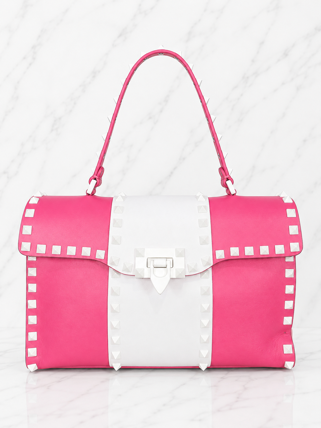 Valentino Garavani My Rockstud Shoulder Bag Pink White Leather Studded Strap