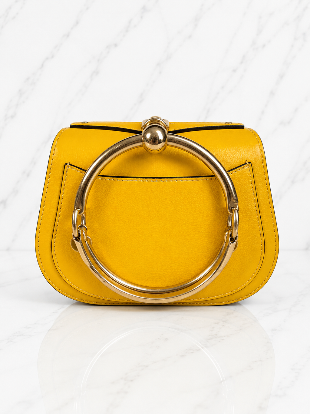 Chloé Small Nile Bracelet Bag Yellow Leather Suede Gold Hardware