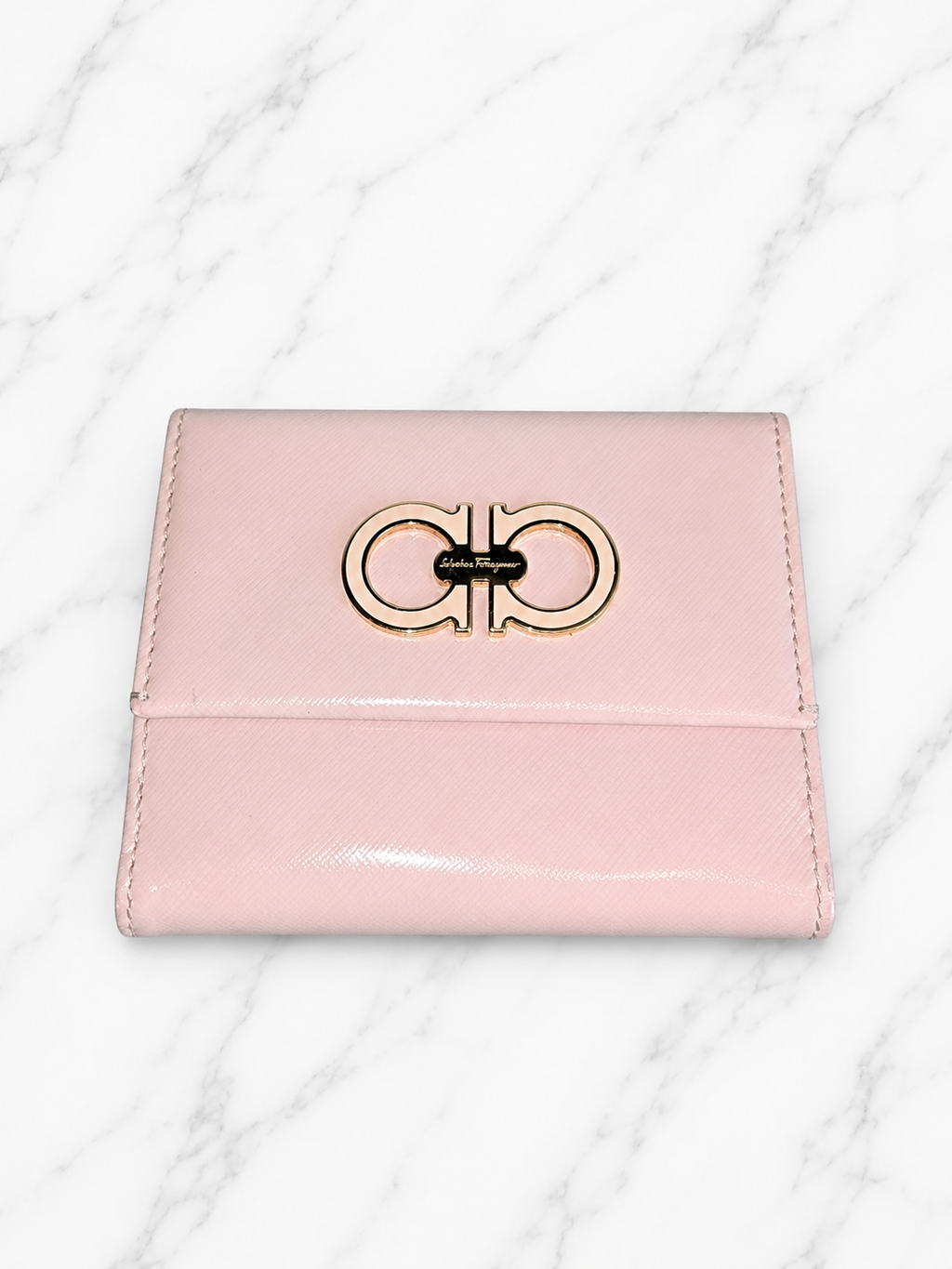 Salvatore Ferragamo Gancini Leather Coin Purse — Blush Pink