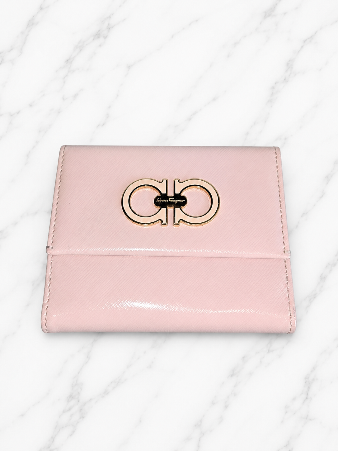 Salvatore Ferragamo Gancini Leather Coin Purse — Blush Pink