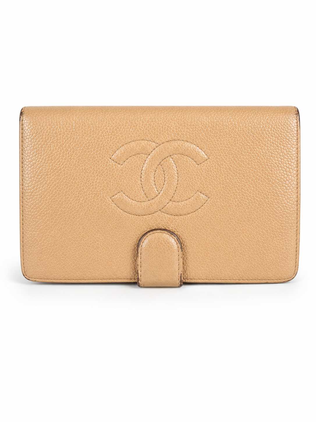 Chanel Vintage Caviar Leather Long Wallet — Beige