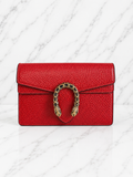 Gucci Dionysus Super Mini Bag Red Leather Silver Chain Gold Snake