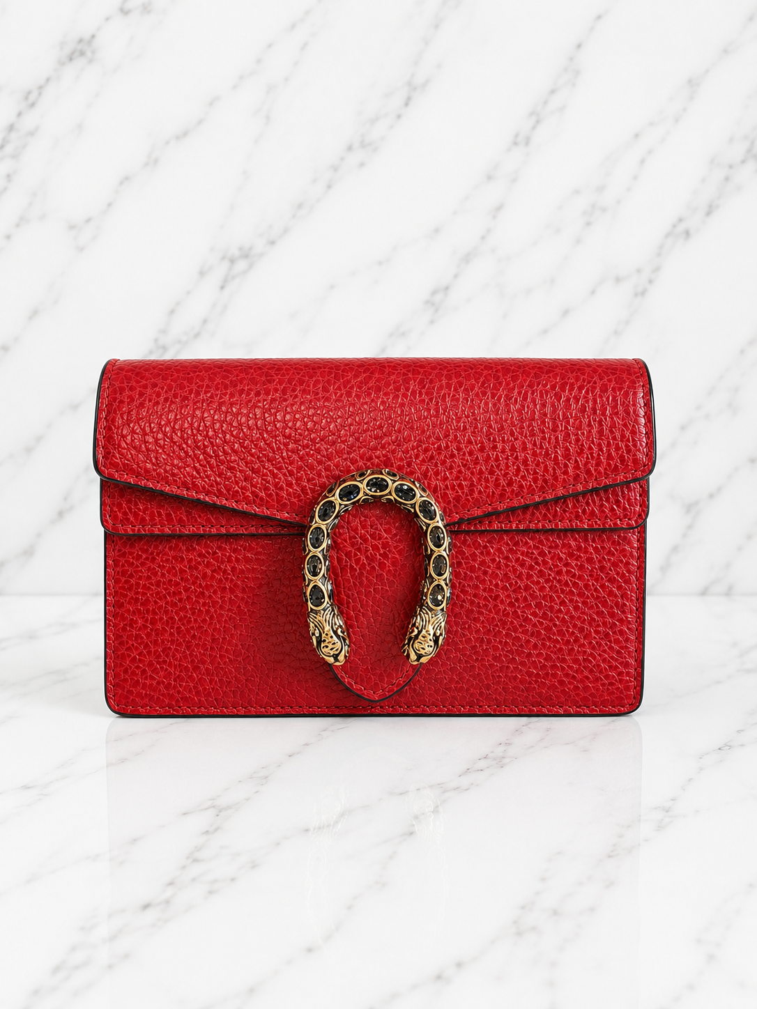 Gucci Dionysus Super Mini Bag Red Leather Silver Chain Gold Snake