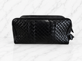 Bottega Veneta Intrecciato Woven Leather Toiletry Bag Black Silver Hardware