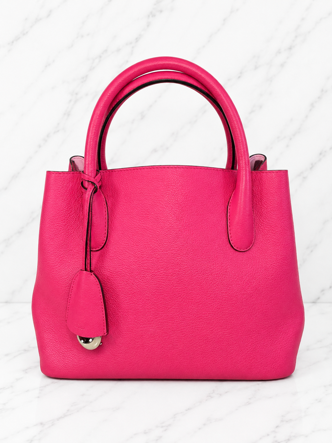 Christian Dior Small Open Bar Tote Hot Pink Grained Calfskin Silver Hardware