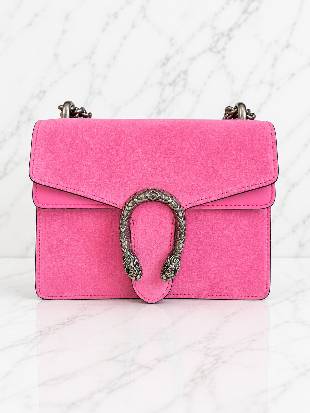 Gucci Dionysus Small Suede Shoulder Bag Pink Silver Hardware