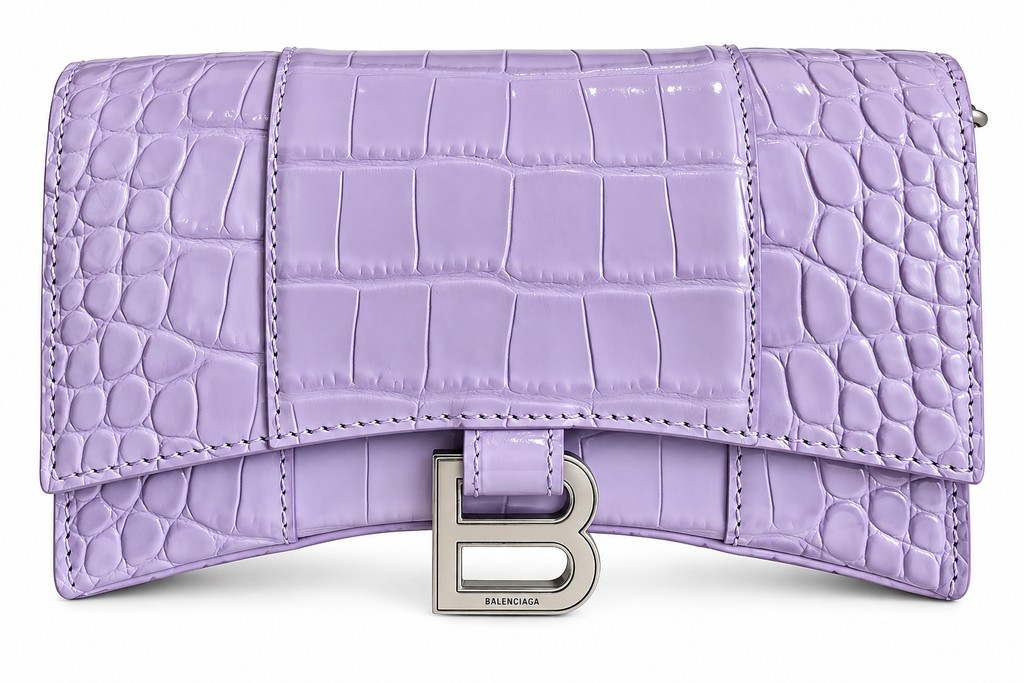 Balenciaga Hourglass XS Top Handle Bag – Purple / Silver Hardware