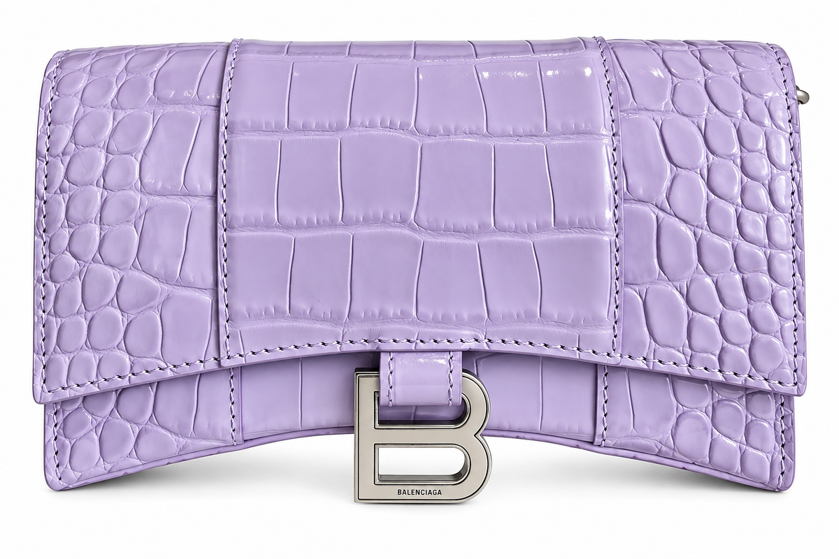 Balenciaga Hourglass XS Top Handle Bag – Purple / Silver Hardware