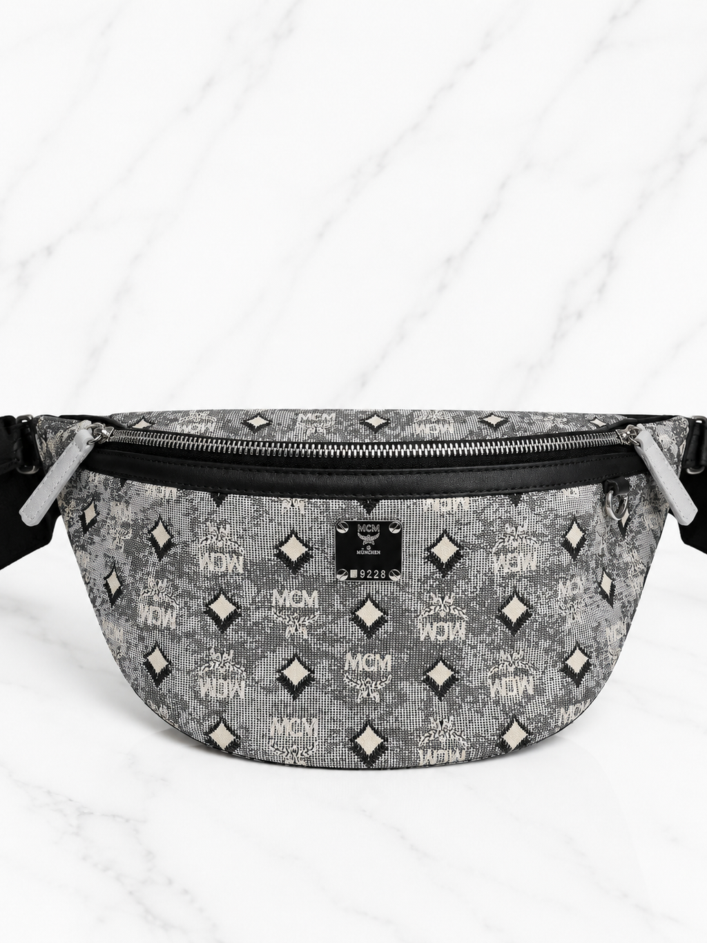 MCM Fursten Belt Bag — Grey & Black