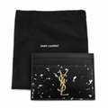 Saint Laurent Black Metallic Fleck Python Card Holder