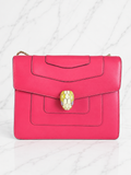 Bvlgari Serpenti Forever Medium Shoulder Bag Hot Pink Leather Gold Hardware Chain Strap