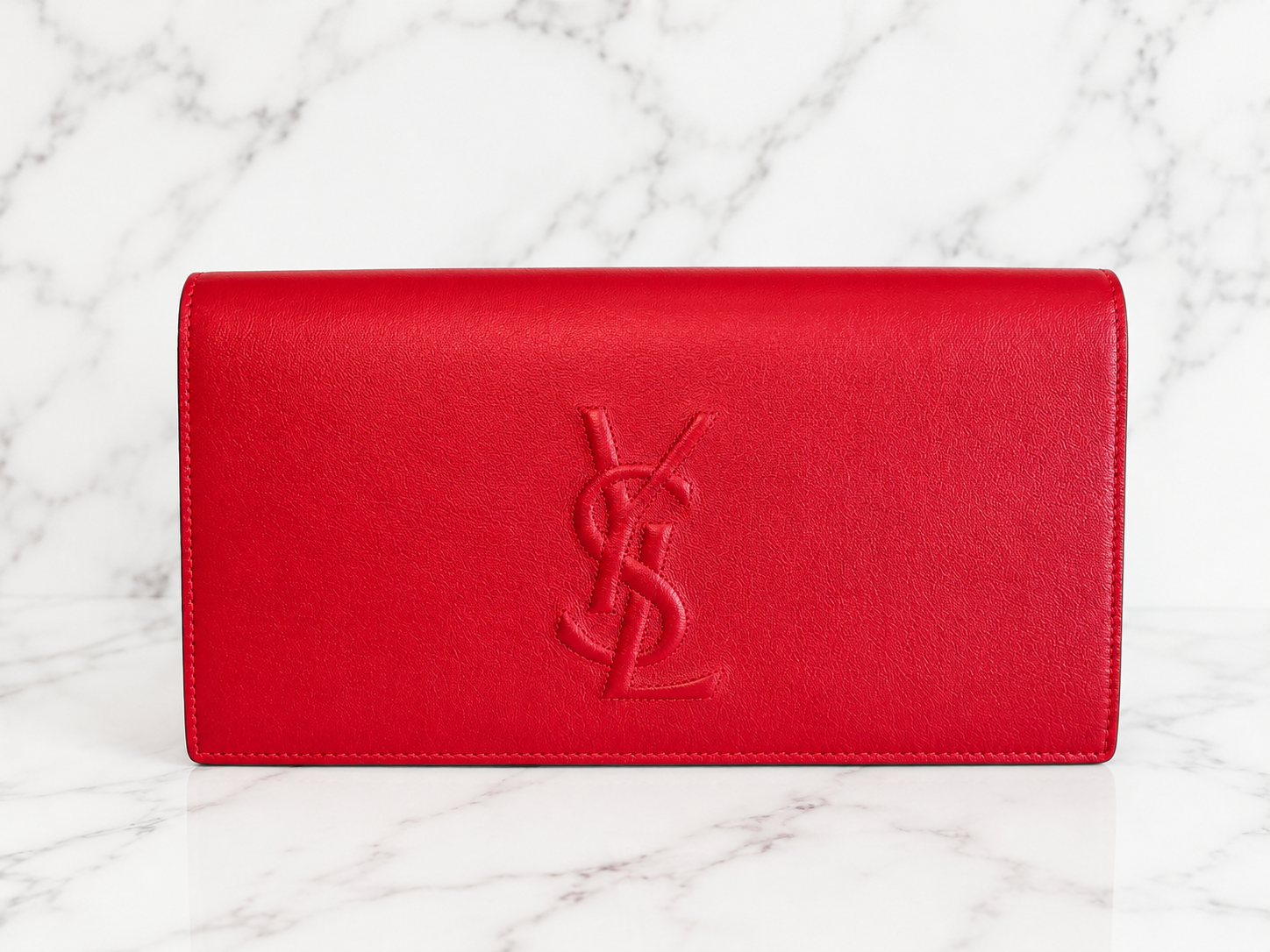 Saint Laurent Belle de Jour Clutch Red Leather Gold Hardware