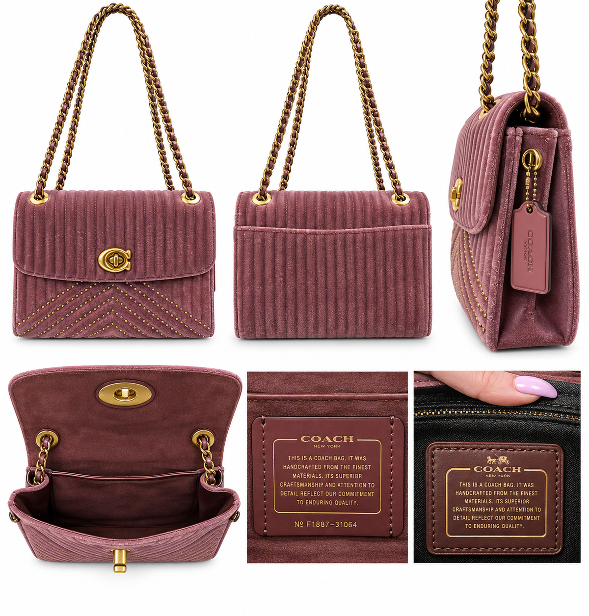 Coach Parker 18 – Mauve Quilted & Riveted