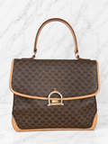 Céline Vintage Macadam Top Handle Bag Gold Horsebit Hardware Flap Closure