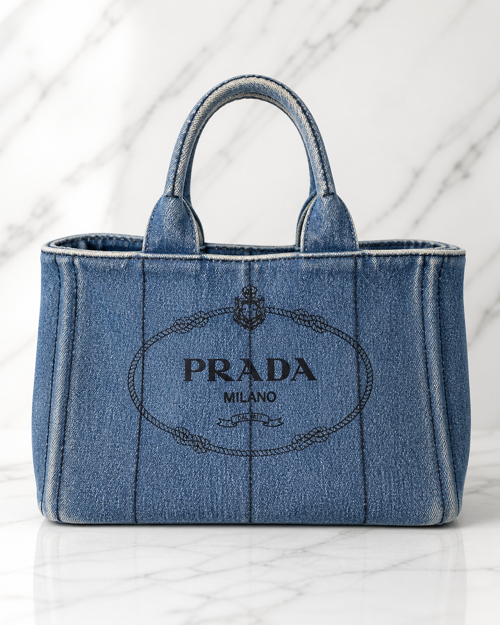 Prada Canapa Convertible Tote — Denim Medium