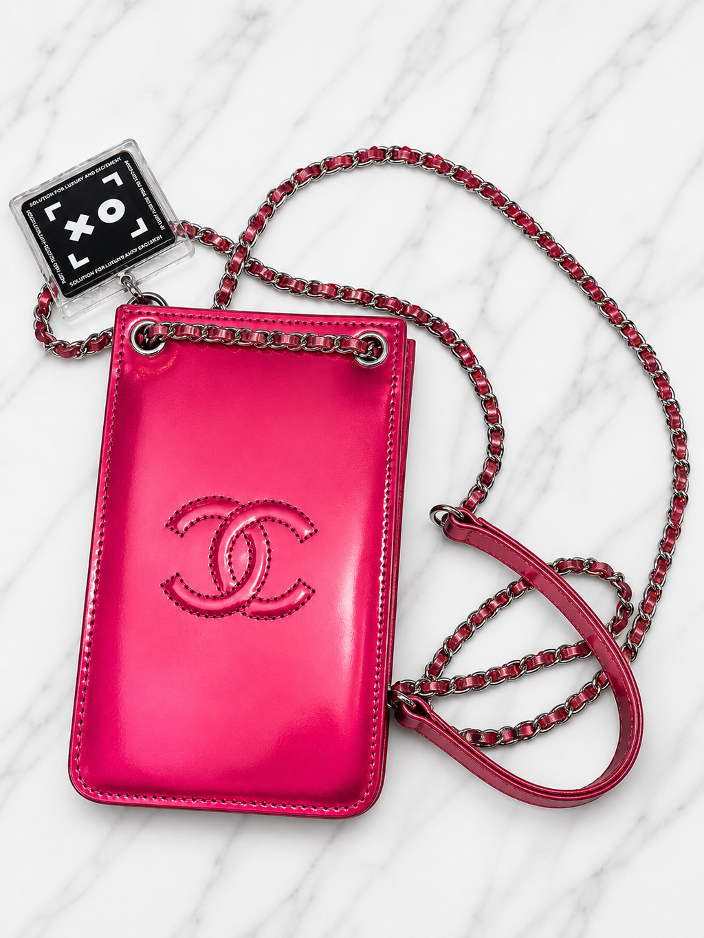 Chanel Pink Patent Leather Cell Phone Crossbody