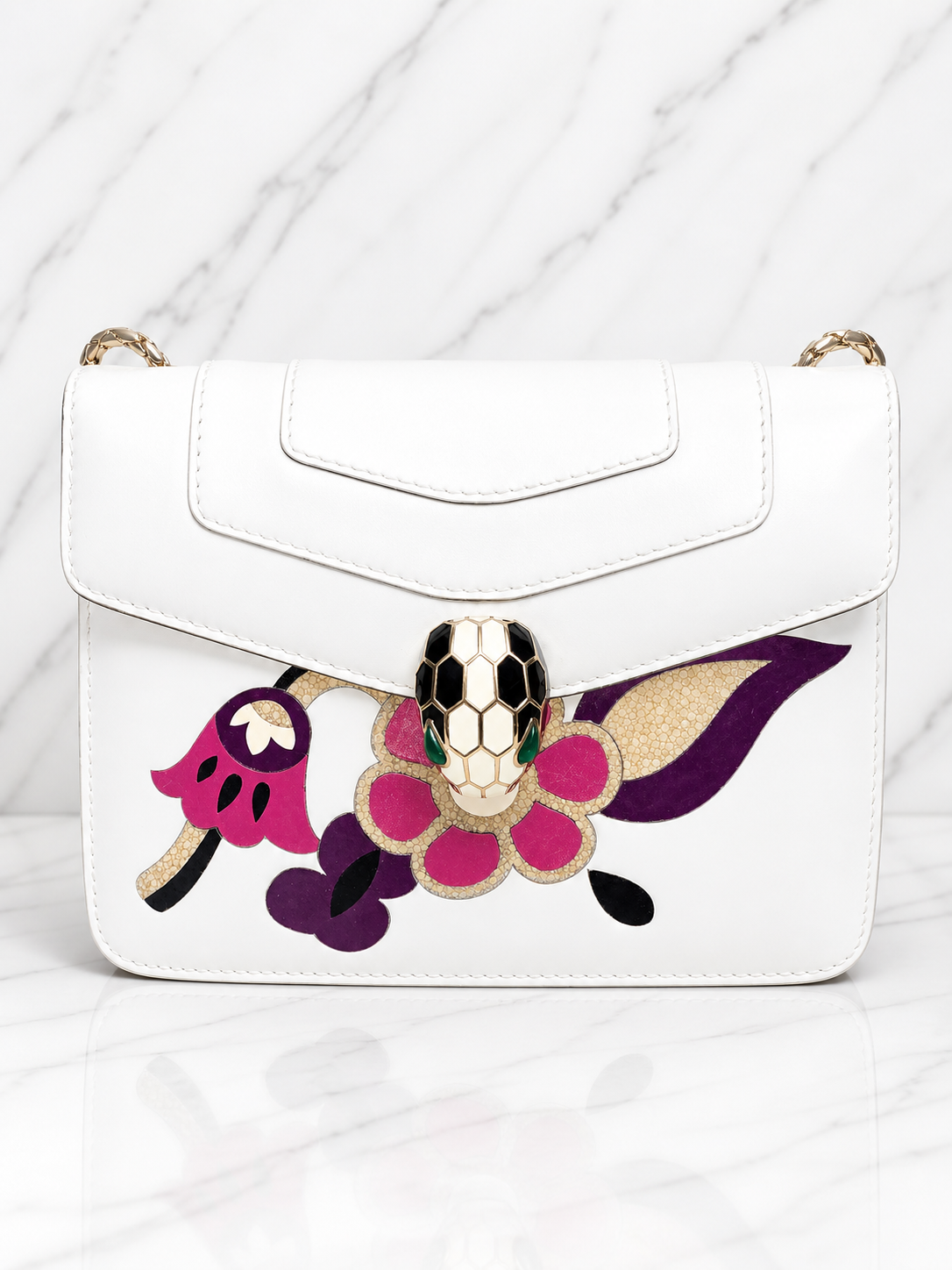 Bvlgari Serpenti Forever Crossbody — White Onyx Special Edition Small