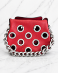 Prada Grommet Chain Shoulder Bag — Red Vitello Daino