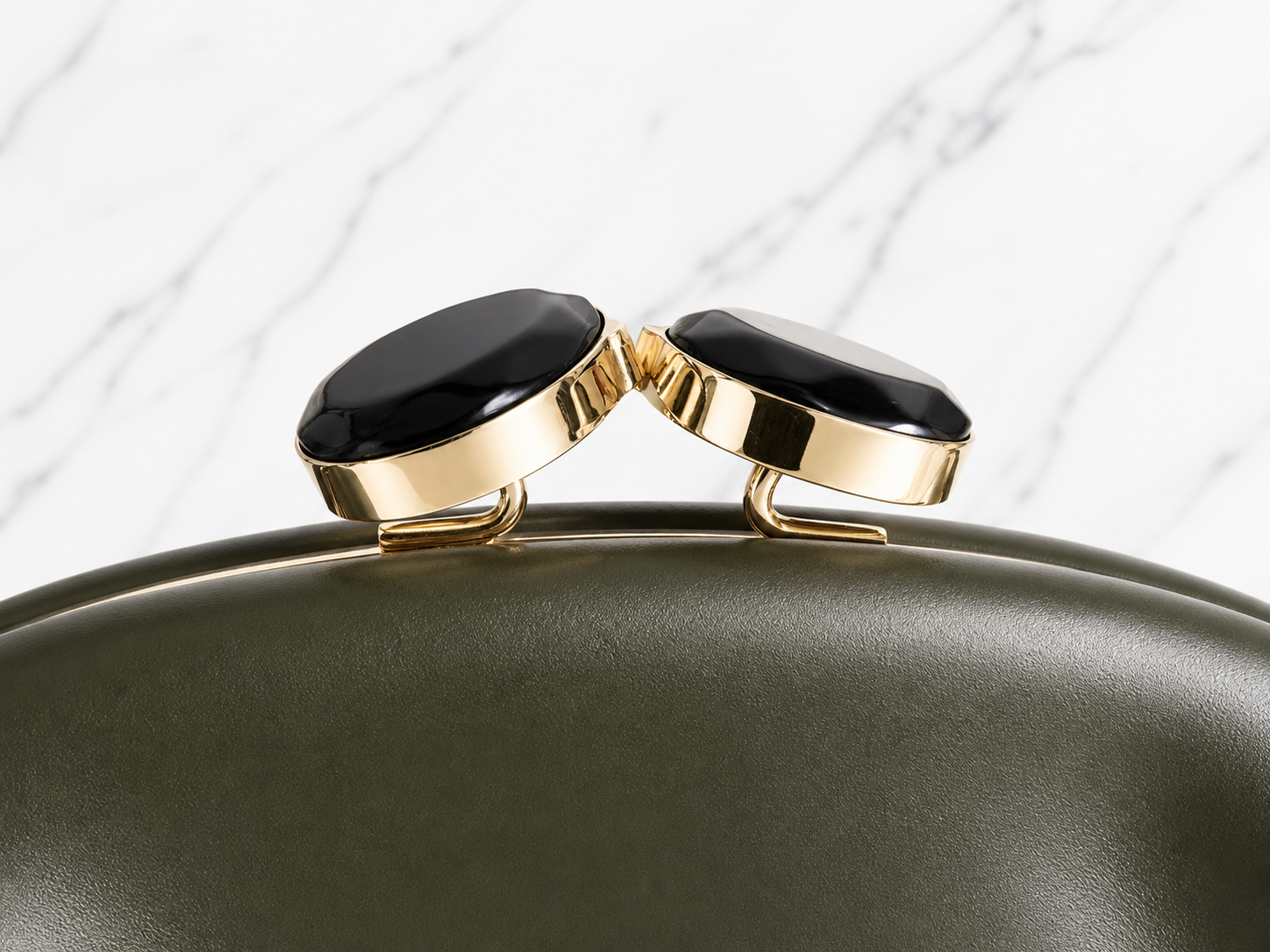 Marni Calfskin Kisslock Clutch — Dark Green