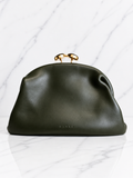 Marni Calfskin Kisslock Clutch — Dark Green