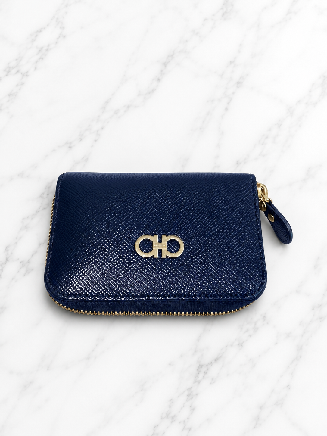 Salvatore Ferragamo Gancini Pouch — Navy Blue
