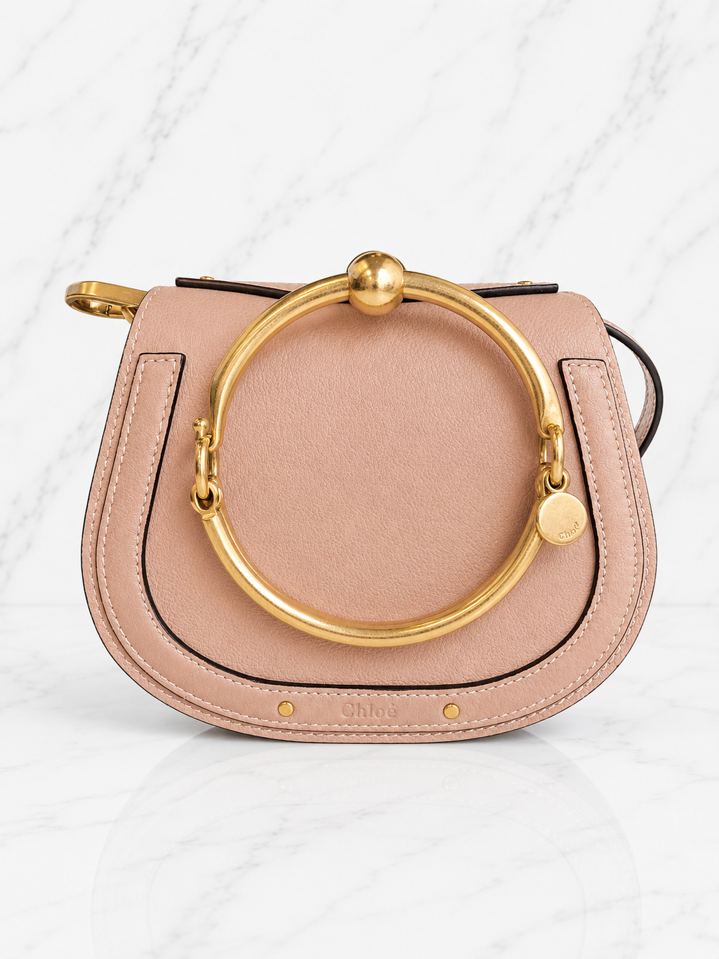 Chloé Small Nile Bracelet Bag Pink Leather Suede Gold Hardware