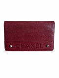 Chanel Continental Wallet — Red Caviar Leather / Embossed Chanel Lettering