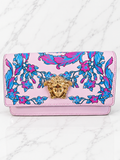 Versace Baroque Technicolor Shoulder Bag Pink Calfskin Gold Hardware