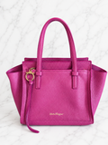 Salvatore Ferragamo Amy Tote Magenta Textured Leather Gold Hardware Gancini Charm