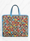 Gucci Star Print GG Canvas Tote — Light Blue Trim