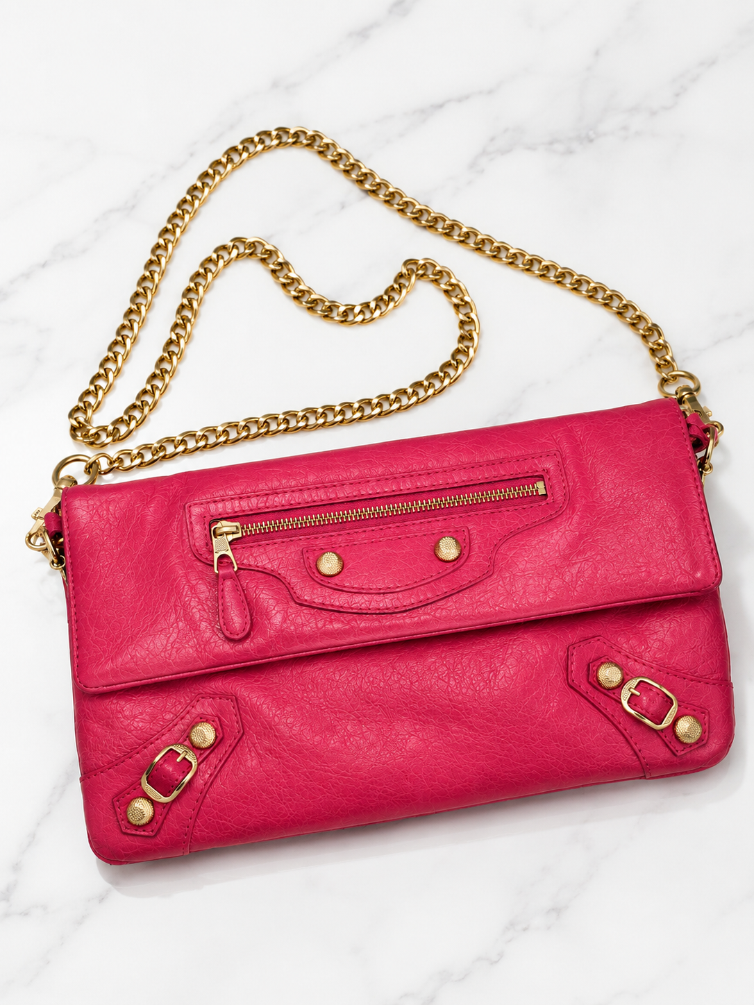 Balenciaga Giant Envelope Clutch — Pink with Gold Hardware