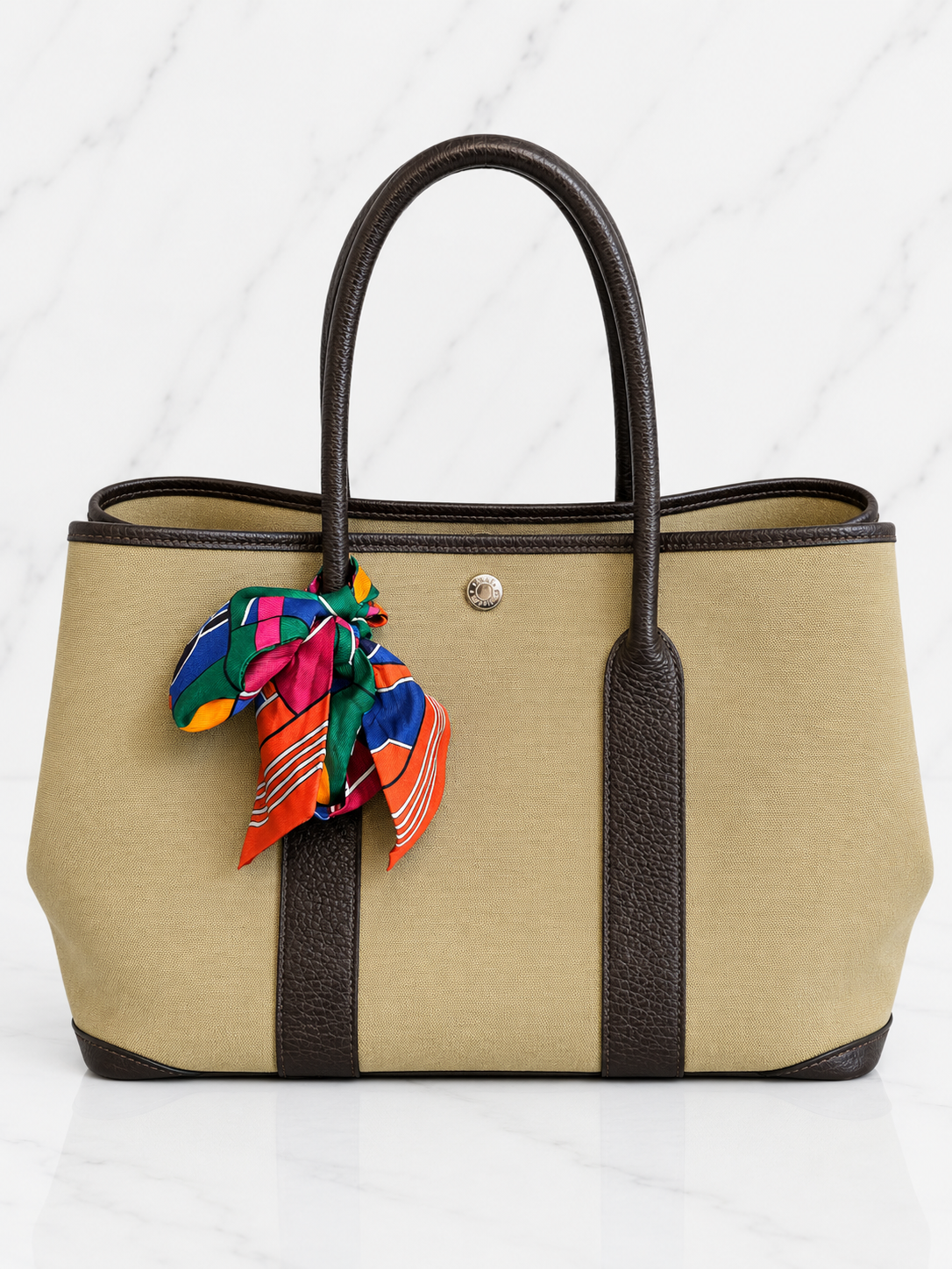 Hermès Garden Party 36 Olive Green Dark Brown