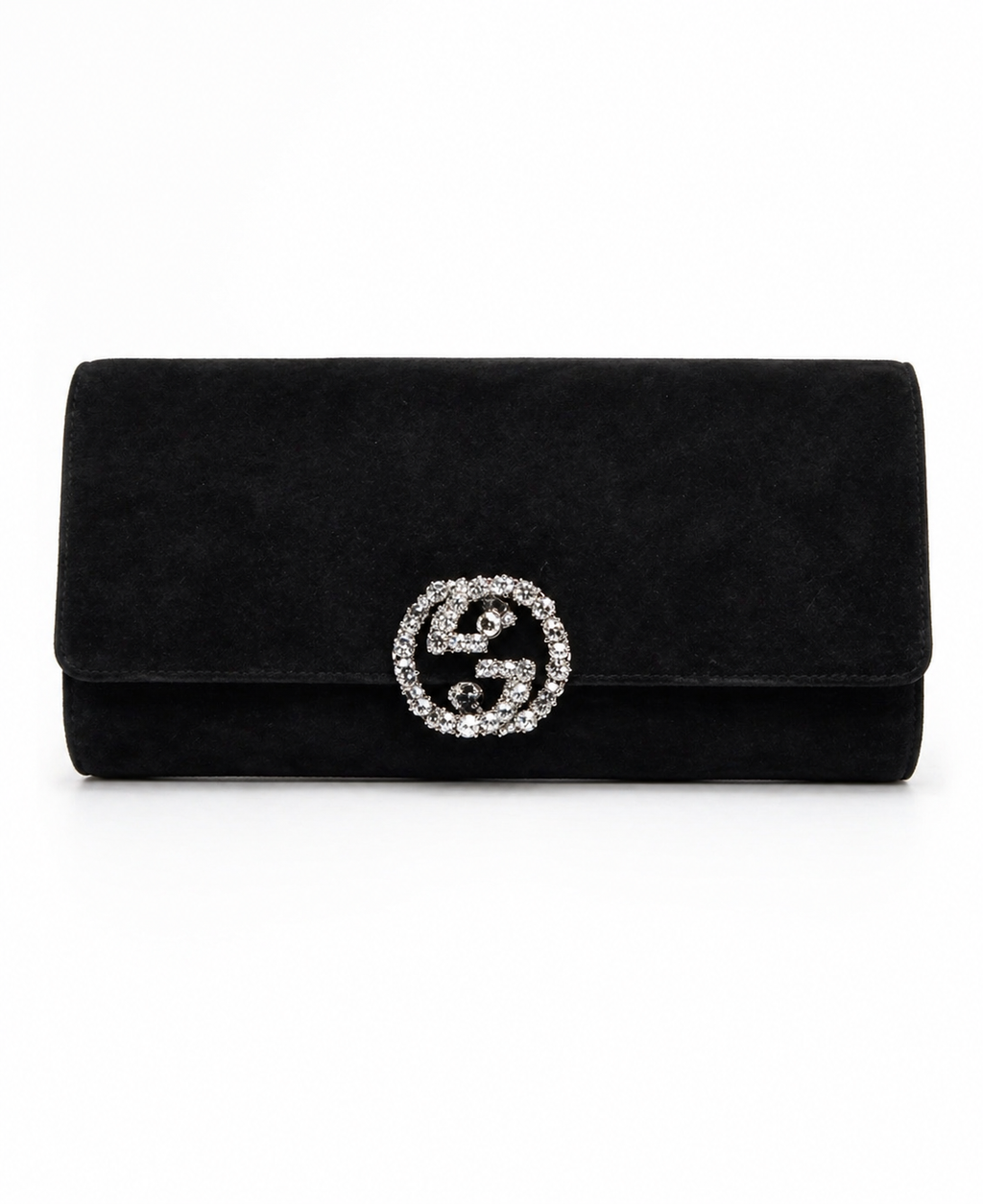 Gucci Black Suede Crystal Clutch