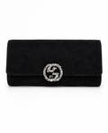 Gucci Black Suede Crystal Clutch