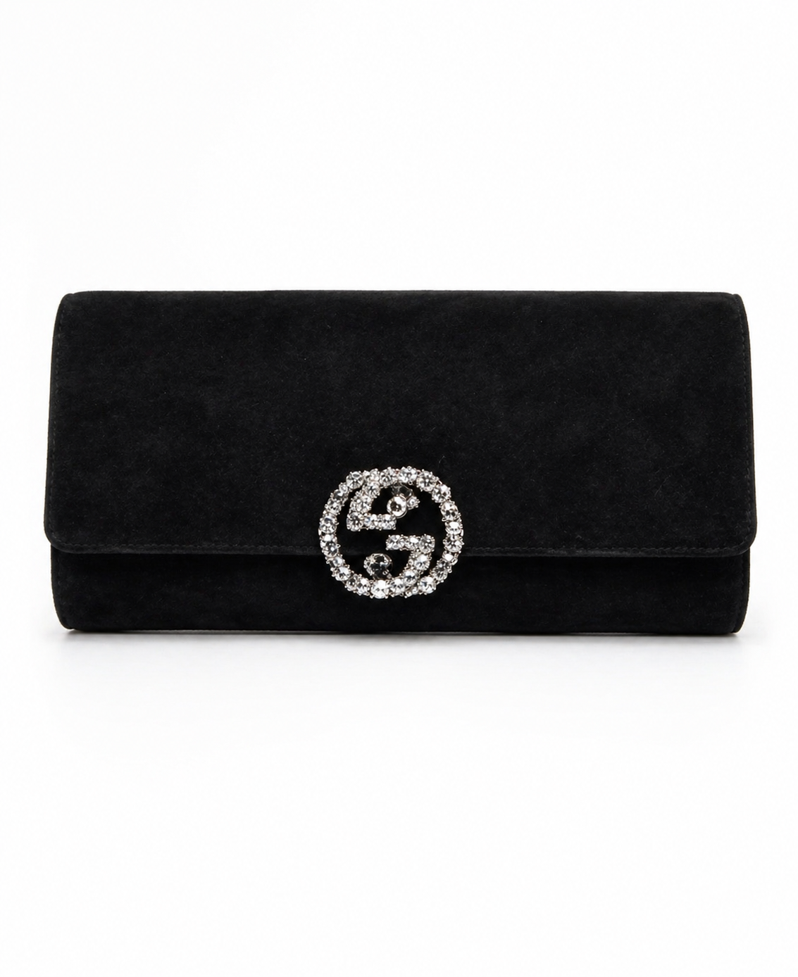 Gucci Black Suede Crystal Clutch