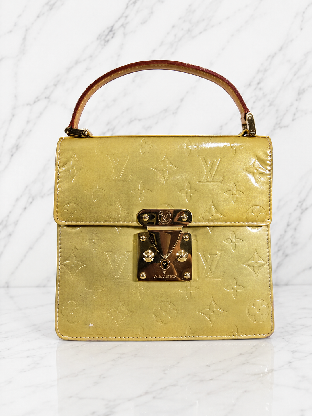 Louis Vuitton Monogram Vernis Spring Street Hand Bag Yellow Gold Hardware