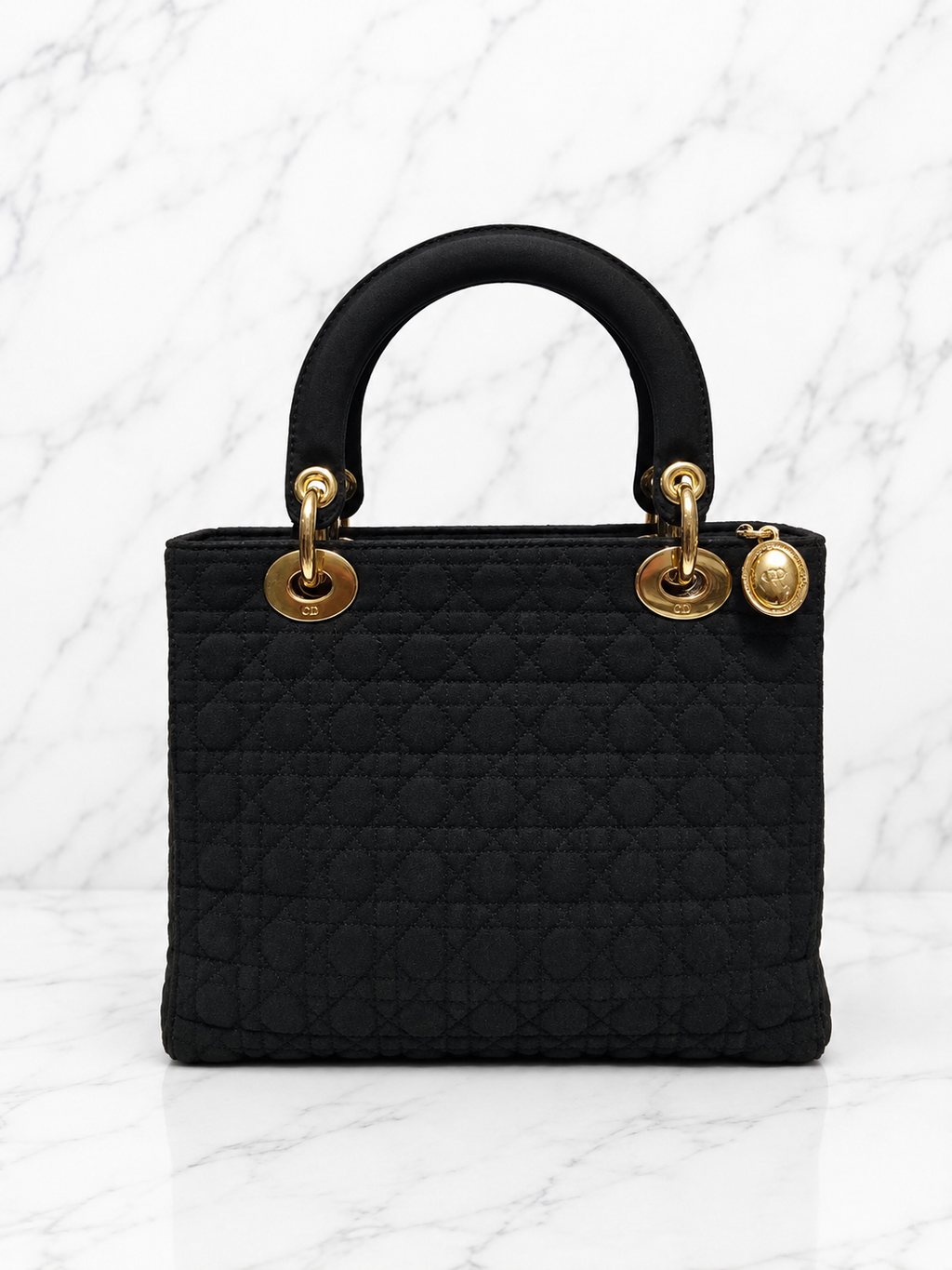 Christian Dior Lady Dior Small Black Canvas Gold Hardware