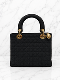Christian Dior Lady Dior Small Black Canvas Gold Hardware