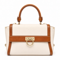 Salvatore Ferragamo Sofia Satchel in Cream and Brown